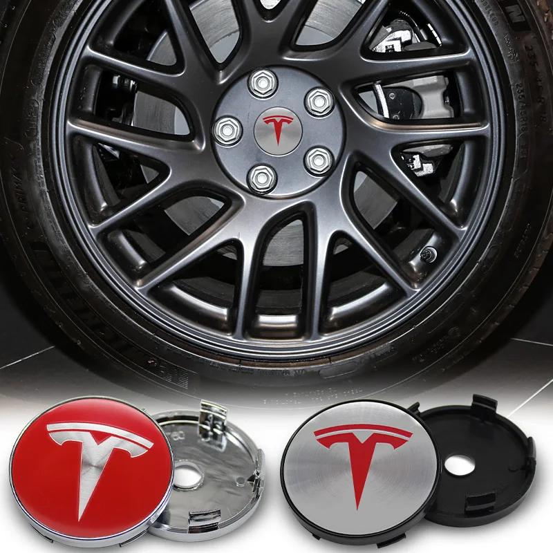 ALL1 4 Stück 56 60mm Auto Radnaben Kappe Reifenkappe 60mm Felgenabdeckung Aufkleber Abzeichen Emblem Zubehör Für Tesla Model 3 Model S X Model Y