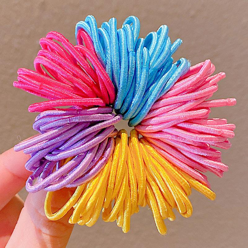 100Pcs/Set Kid Cute Colorful Basic Spiral Small Elastic Hair Bands Pigtail Hair Tie Rubber Band Scrunchie Girls Hair Accessories