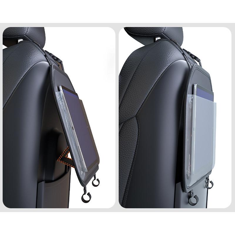 Car Seat Back Hanging Ipad Storage Bag Leather Auto Rear Seat Phone Pocket With Hooks Holder For Kids Interior Accessories