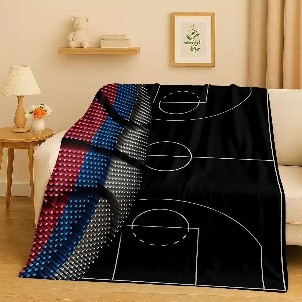 Classic Basketball Court Art Flannel Blanket,Ultra Soft Warm Plush Throw for Home Bedroom Bed Sofa Cover Travel Camping  Gift