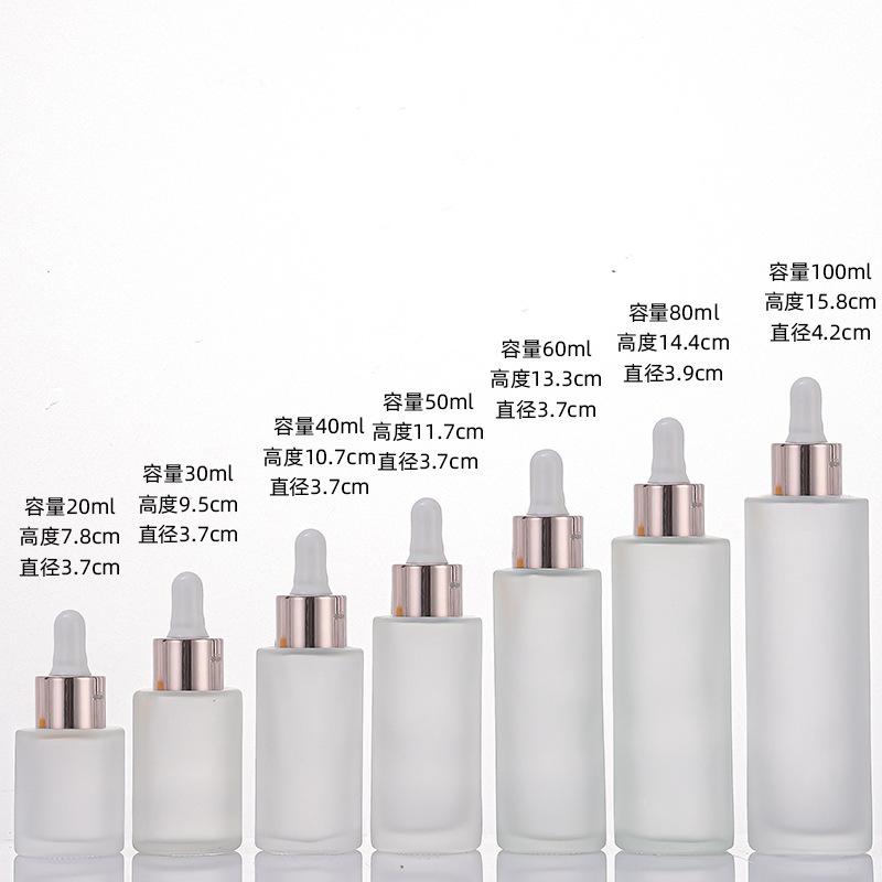 Frosted Glass Dropper Bottle 20-100ml, Straight Shoulder Essential Oil Serum Container for Skincare