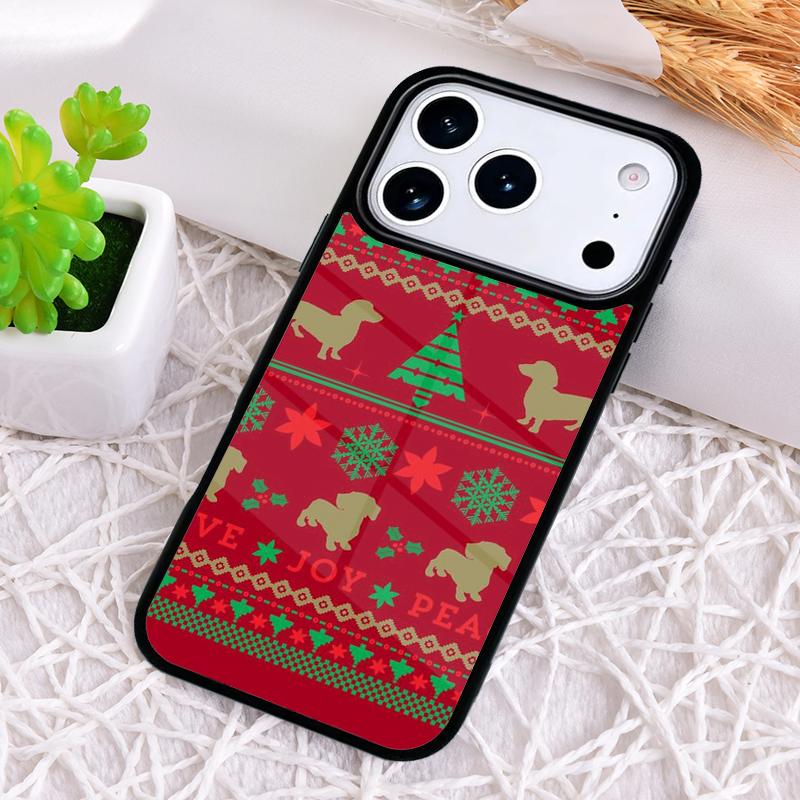 

Dachshunds Christmas Sweater Pattern Phone Case for iPhone 17 Air 16 15 11 12 14 13 Pro Max Shockproof Cover iPhone 12 Pro Max