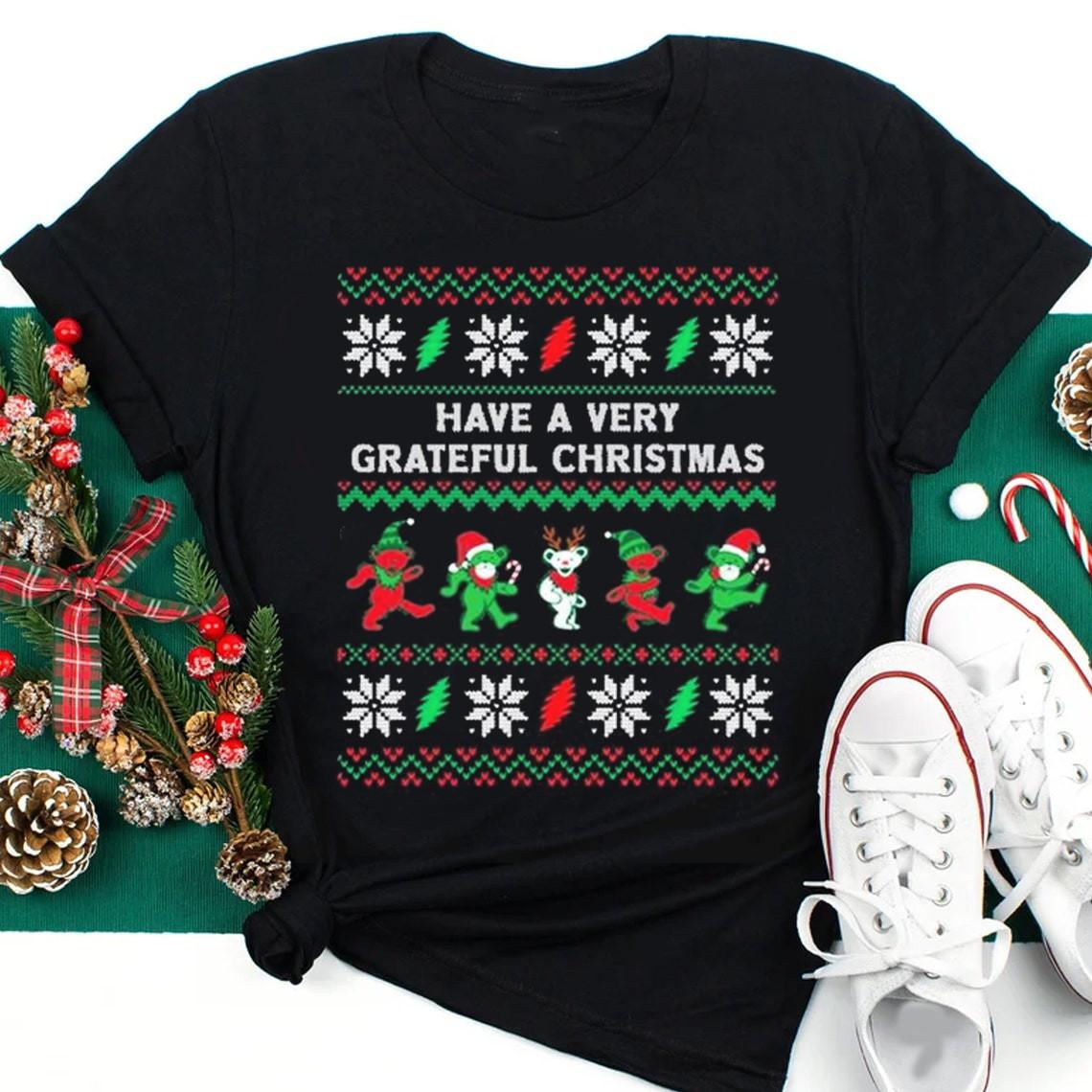 Grateful Dancing Bear Have A Very Grateful Christmas Ugly Shirt XL