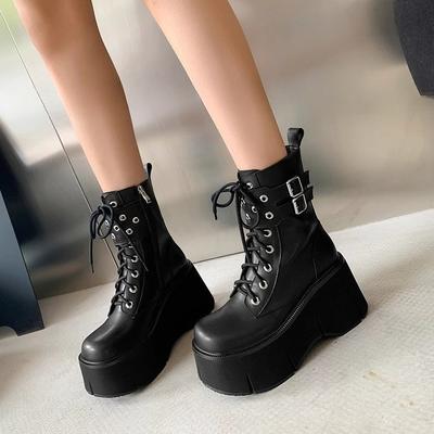 Women's Boots 2024 Autumn Women Ankle Boots Platform Wedges High Heels Short Boots New Fashion Design Zip Cosplay Shoes of Women
