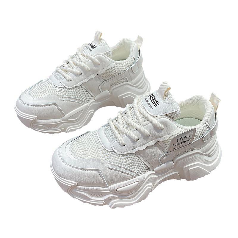 Hong Kong Style Dad Shoes Women Ins Tide Street Internet Celebrity 2025 Summer New Versatile Little White Thick Sole Wear-resistant Leisure Sports
