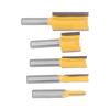 5Pcs Straight Router Bit Set Carbide Tipped 2 Flute Cut Bits for Trimming Cutter Yellow