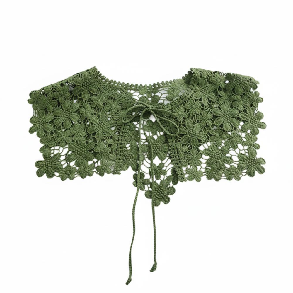 

Casual Hollow Out Fake Collar Shawl Knitted Lace Crochet Lace False Collar Elegant Cute Detachable Collar for Women зелёный