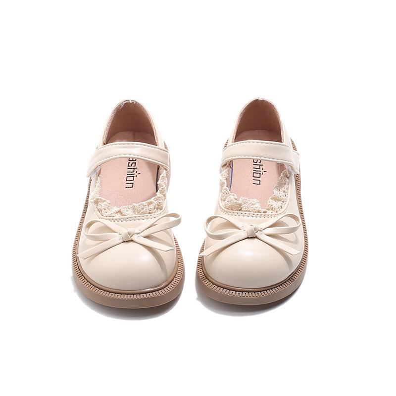 Girls' shoes, bow-knot lace-up leather shoes, new spring/autumn collection, Mary Jane princess shoes for students, breathable single shoes for