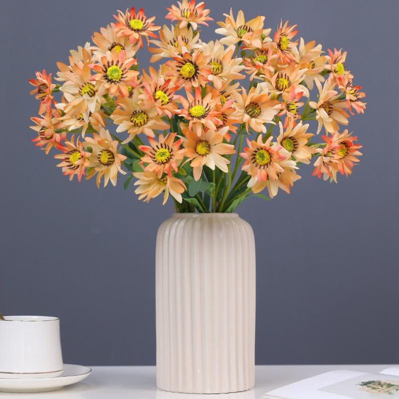 Pastoral Style Artificial Flowers Silk Daisy Bouquet Office Decor Fake Flower Simulation Orange Chamomile Room Decoration