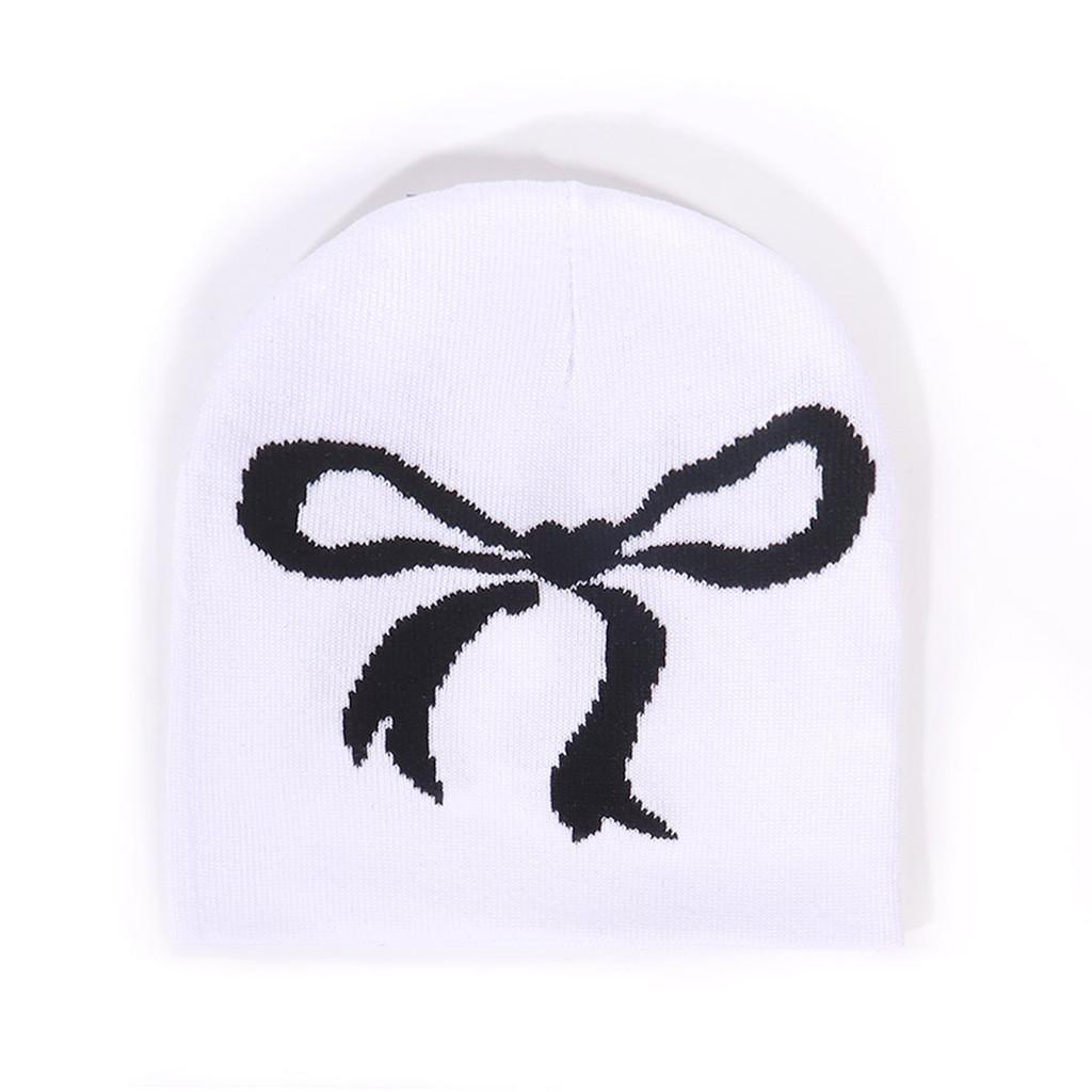 Acrylic Knitted Hat With Bow Detail For Autumn Casual And Outdoor Use
