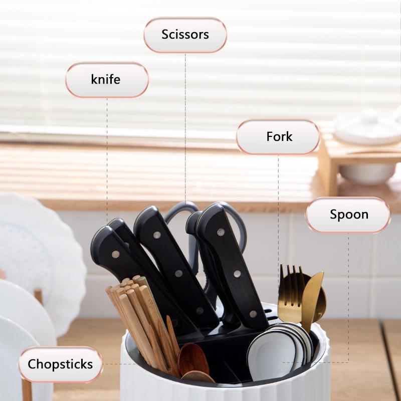 Multifunctional Cutlery Organizer 360° Rotating Chopstick Spoon Fork knife Storage Holder Drain Racks Kitchen Accessories