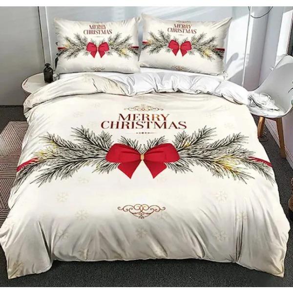 Santa Claus Bed Three-Piece Set, Digital Print Quilt Cover Sheet Set