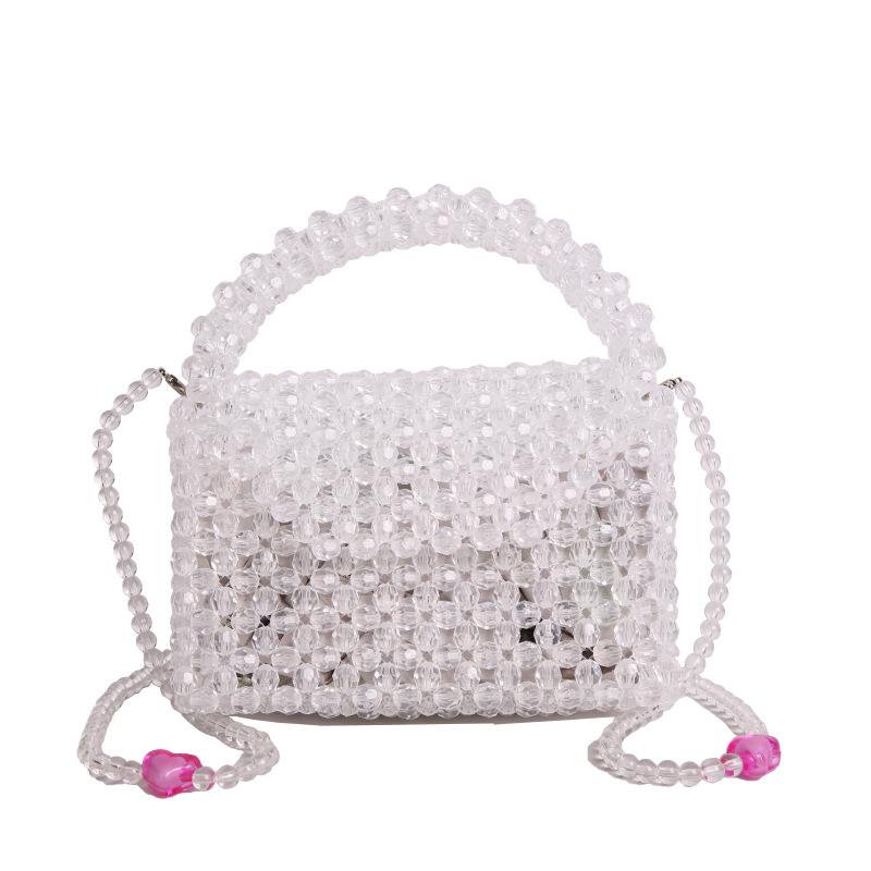New shiny and simple envelope bag, hand woven bead shoulder phone bag, acrylic corner bead crossbody bag