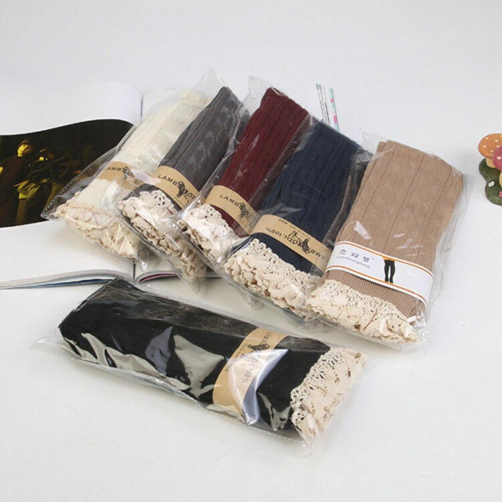 

Twists Weaving Knee Length Socks Lace High Stockings Fashionable Long Stockings Autumn and Winter вина червоного кольору