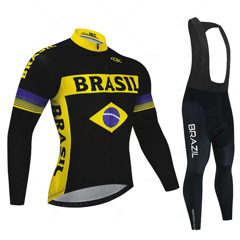 2026 Brazil Summer Long Sleeve Cycling Clothing Set Team Jersey Men Suit Breathable Outdoor Bike MTB Clothing Paded Ciclismo Maillot