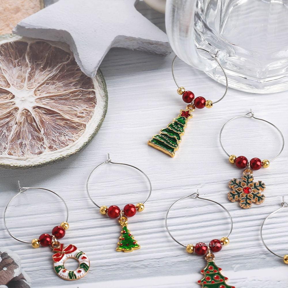 Christmas Glass Cup Identifier Santa Claus Hat Wine Glass Decor Ornaments Christmas Decorations Navidad Noel New Year 2026