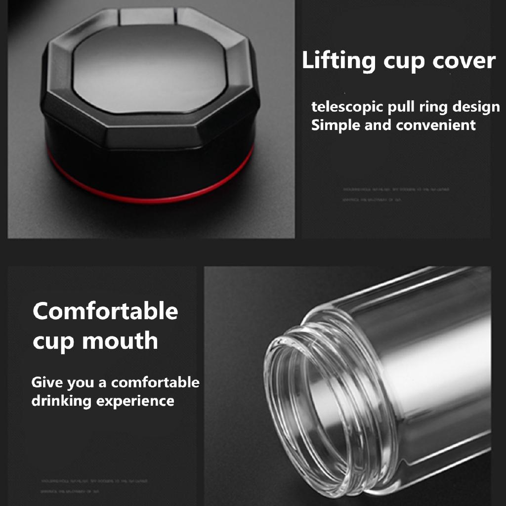 Double Wall Glass Water Bottle Tea Cup Office Travel Mug w/Tea Separator 400ml