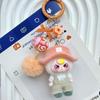 Flocked Camping Doll Keychain: Cute 3-Year-Old Girl's Bag Pendant Ornament