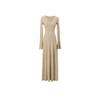 Women's Elegant V-Neck Long Sleeve Knit Dress - Slimming, Versatile, and Flattering for Autumn and Winter