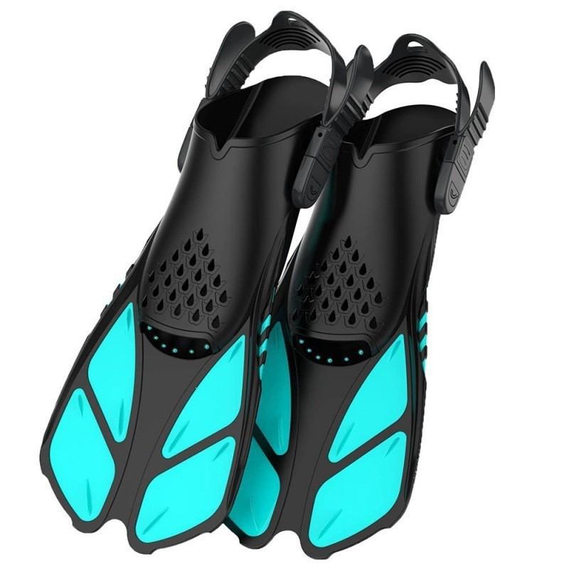 Adjustable Open-Heel Swim Fins Men Women Kids Training Snorkeling Freediving Silicone Foot Pockets