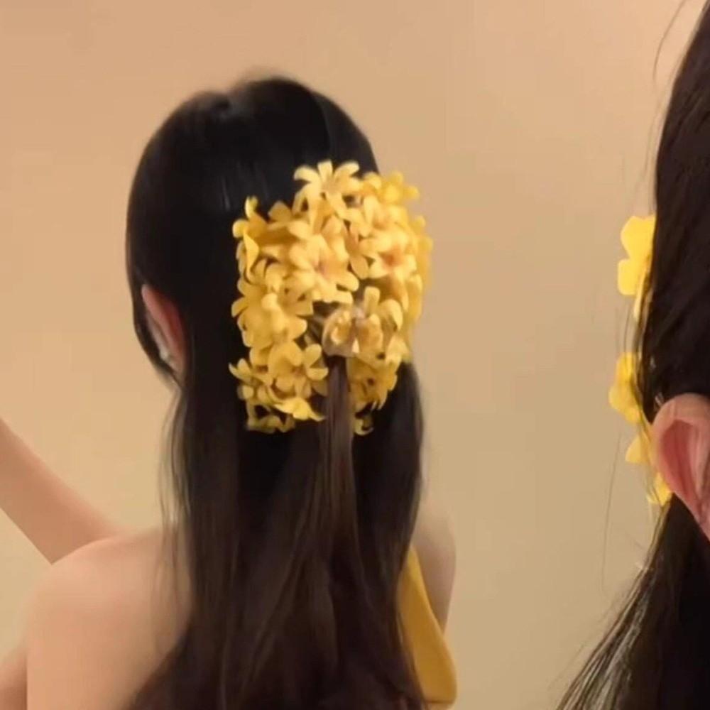 Fashion Sweet Beach Floral Hair Claw Delicate Acrylic Vacation Style Shark Clip Super Fairy Solid color Elegant Hair Clip Women