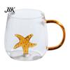 Coffee Milk Drink Cup Handmade Glass Animal Plant Shape Transparent Water Cute with Colorful Handle Creative Tea Mug