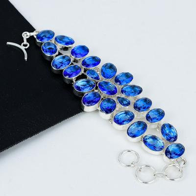Tanzanite Silver Dainty Bracelet, Tanzanite Gemstone, Tanzanite Handmade Bracelet Jewelry, Blue Color Tanzanite Bracelet, Gift For Her