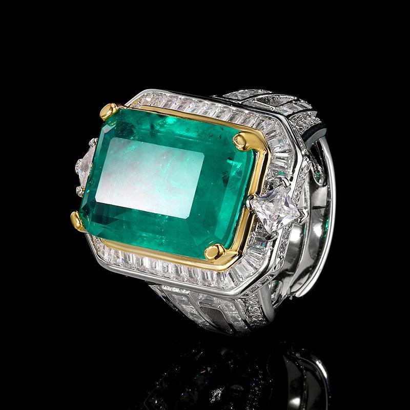 

Jewelry Copper Bottom Gold-Plated Retro Simulation Corundum Square Ring Heroine Stone 13 * 18