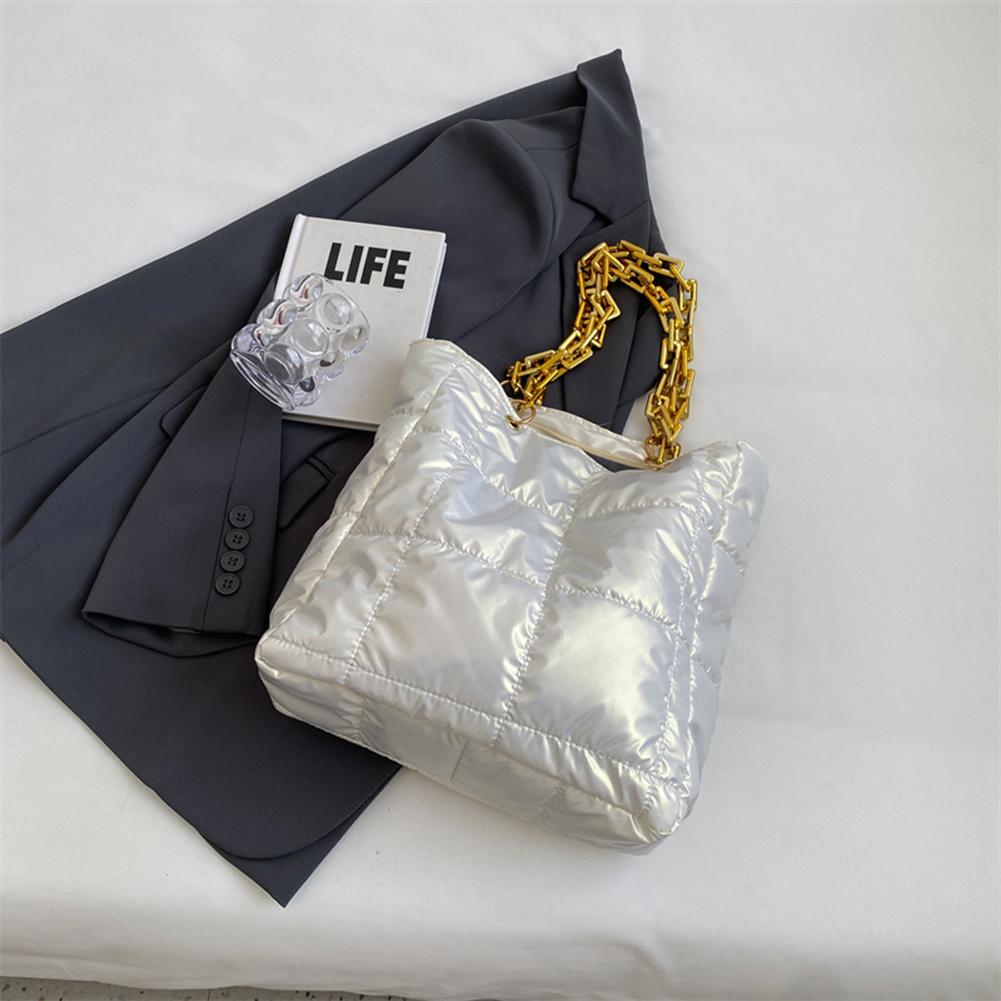 Women Quilted Shoulder Bag with Chain Bubble Cloud Hobo Pouch Padded Pleated Tote Purse Solid Puffer Underarm Bolsa Top Handbags