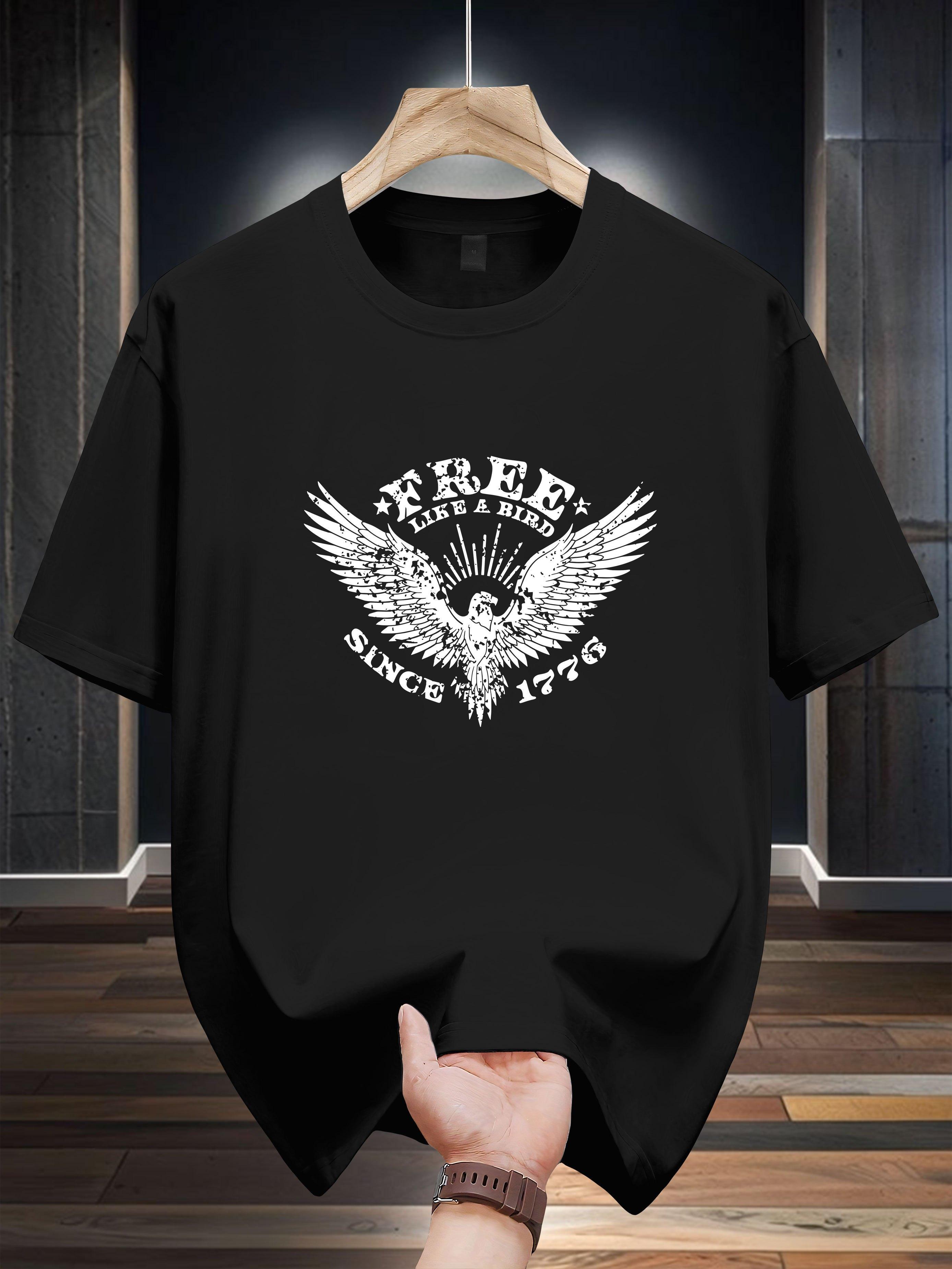 [Everyday Comfort] 100% Cotton Graphic T-shirt - Casual Royal Blue with Winged Design XXXL