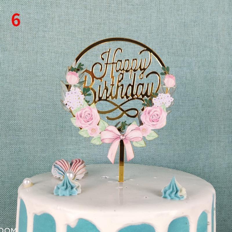 1pc Cake Decorations Happy Birthday Acrylic Cake Insert Toppers for Mitzvah Wedding Anniversary Cake Decor