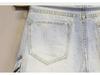 Men's Slim Light Blue Denim Workwear Shorts with Contrast Pockets