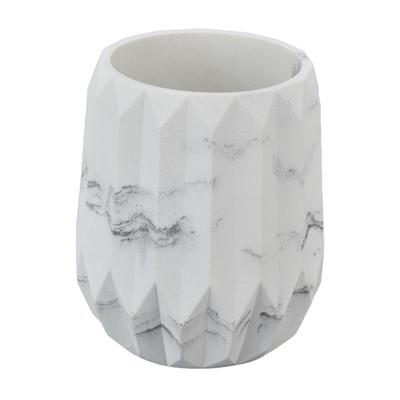 Makeup Brush Holder Durable Glossy Resin Large Capacity Modern Design Marble Vein Makeup Brush Organizer