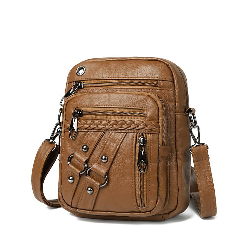 Women's Soft Leather Shoulder Bag Mother Bag Large Capacity Retro Mobile Phone Bag