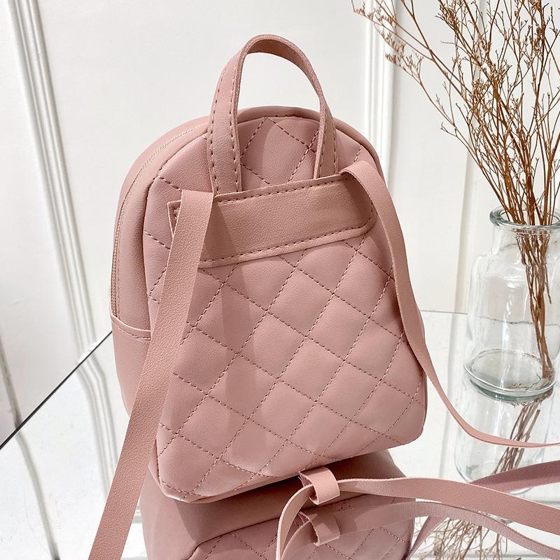 Embroidered backpack mini school bag girls schoolbag rhombus small backpack