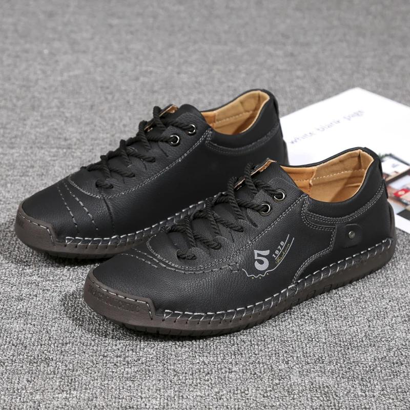 New Men Leather Casual Shoes Outdoor Comfortable High Quality Fashion Soft Homme Classic Ankle Non-slip Flats Moccasin Trend