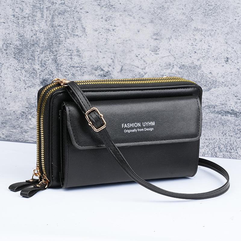 

2025 Women s Versatile Korean Fashion Crossbody Bag - Large Capacity, Double Zipper, Shoulder Phone Bag чёрный