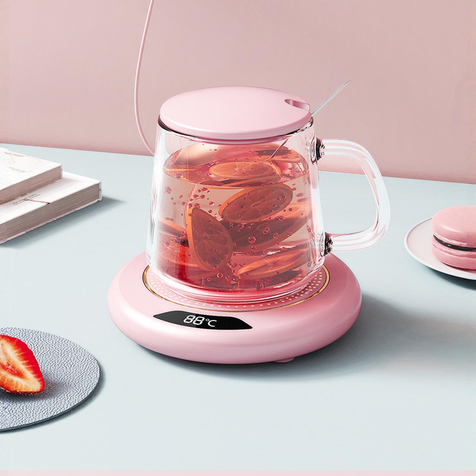 USB Smart Constant Temperature Cup Warmer Electric Heating Cup Pad for Home Creative Gift one size розовый