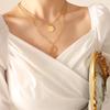 European Letter Pendant Necklace, Double Layer Detachable Chain, 18K Gold Plated Jewelry P625