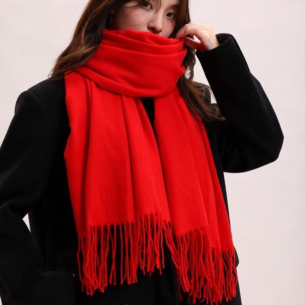 Korean Style Long Wool Scarf Tassel Winter Neckerchief Fashion Women Shawl  Student