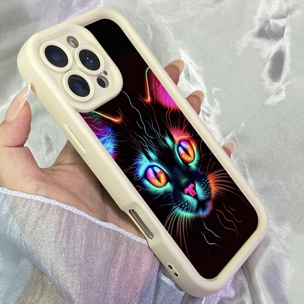 JT173 Colorful Cat for iPhone 17 16 15 14 Pro Max Samsung S26 S25 Ultra A17 A16 A07 A56 A15 A06 A14 Xiaomi 15T Redmi 15c 14C Note 13 14 Soft TPU Case