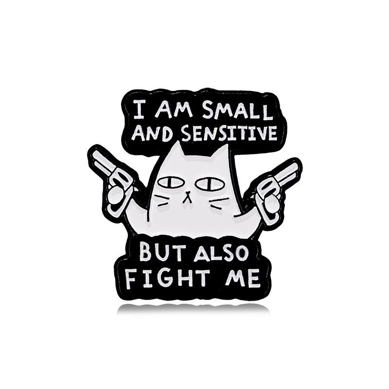 Cartoon 12-sided dice cat brooch in danger English letters clothes bag accessories badge