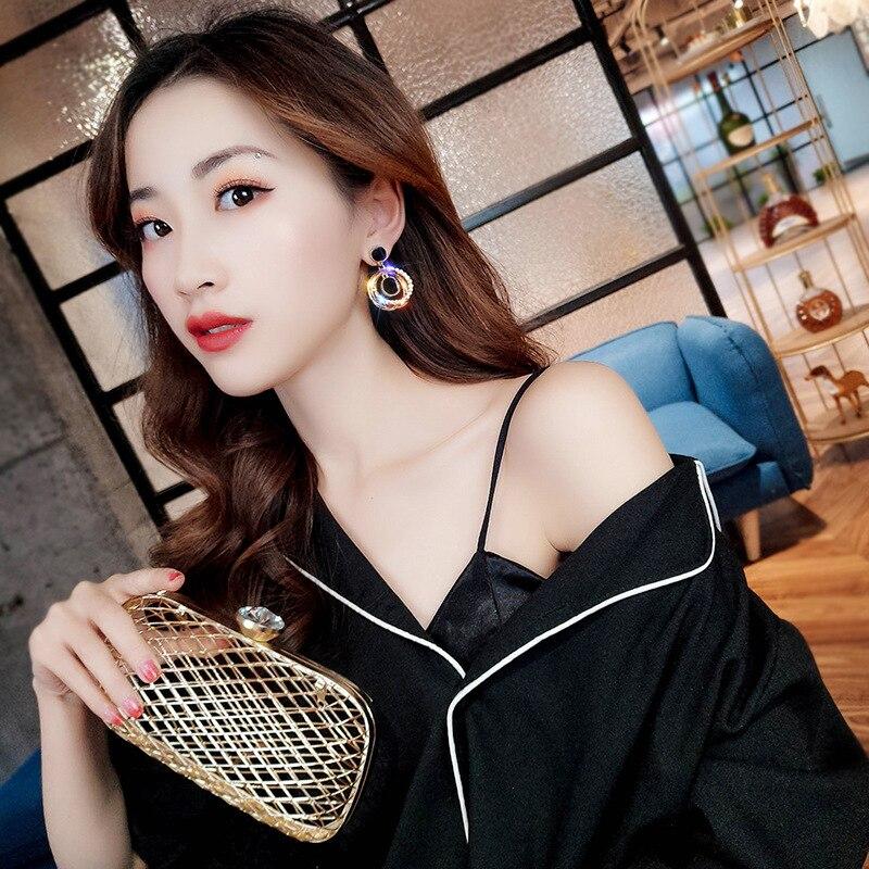 

S925 Серебряные игольчатые серьги с движущейся звездой, многослойные вспышки с кристаллами из австрийских круглых серег, темперамент, подарок на день матери 1 pair