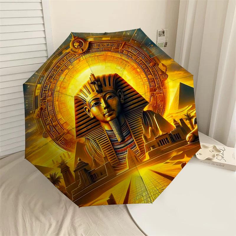 

1PC Egyptian Sphinx Umbrella-8-Rib Reinforced Portable Folding Travel Suitable for All Seasons Outdoor Daily Use-H0363