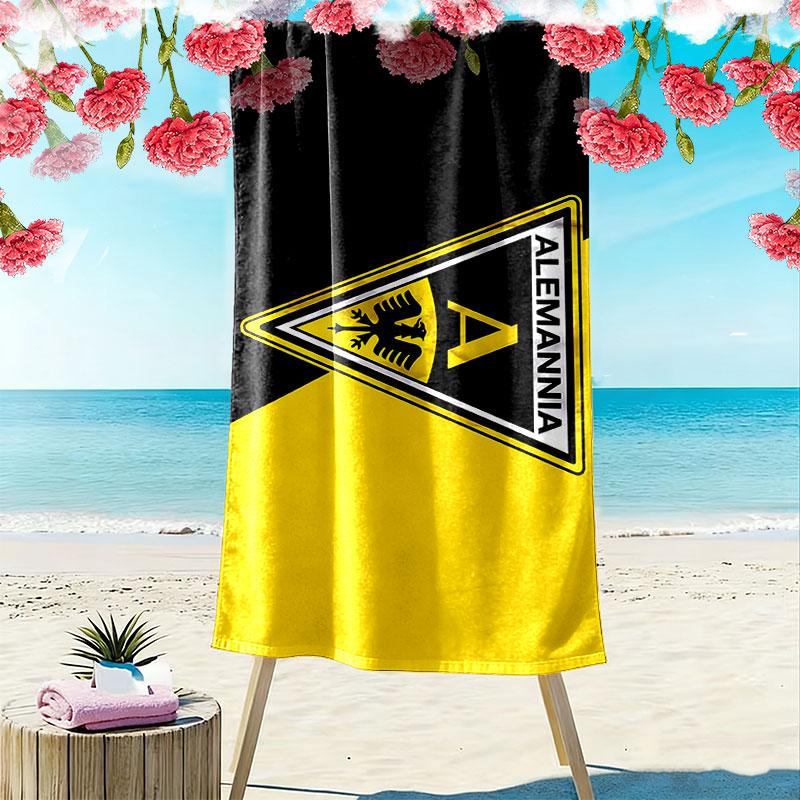 Ręcznik Plażowy z Nadrukiem Alemannia Aachen, Duży Miękki Szybkoschnący Ręcznik na Plażę Kemping Pływanie