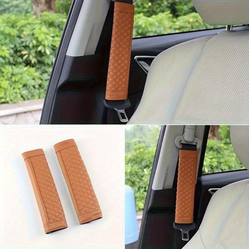 Car Seat Belt Shoulder Cover Embroidery Wear-resistant Non-slip Leather Safety Cover Car Interior Decoration Products