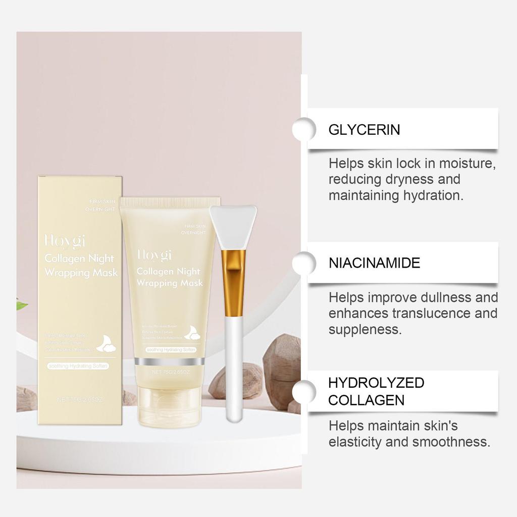 Collagen Night Wrapping Mask Peel Off Mask Brightening Facial Mask Deeply Cleansing Pores Shrink Hydrates Nourishing Skin Care