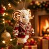 2D Flacher Ziegenanhänger Glänzendes Tier Hängende Dekoration Weihnachtsbaumschmuck