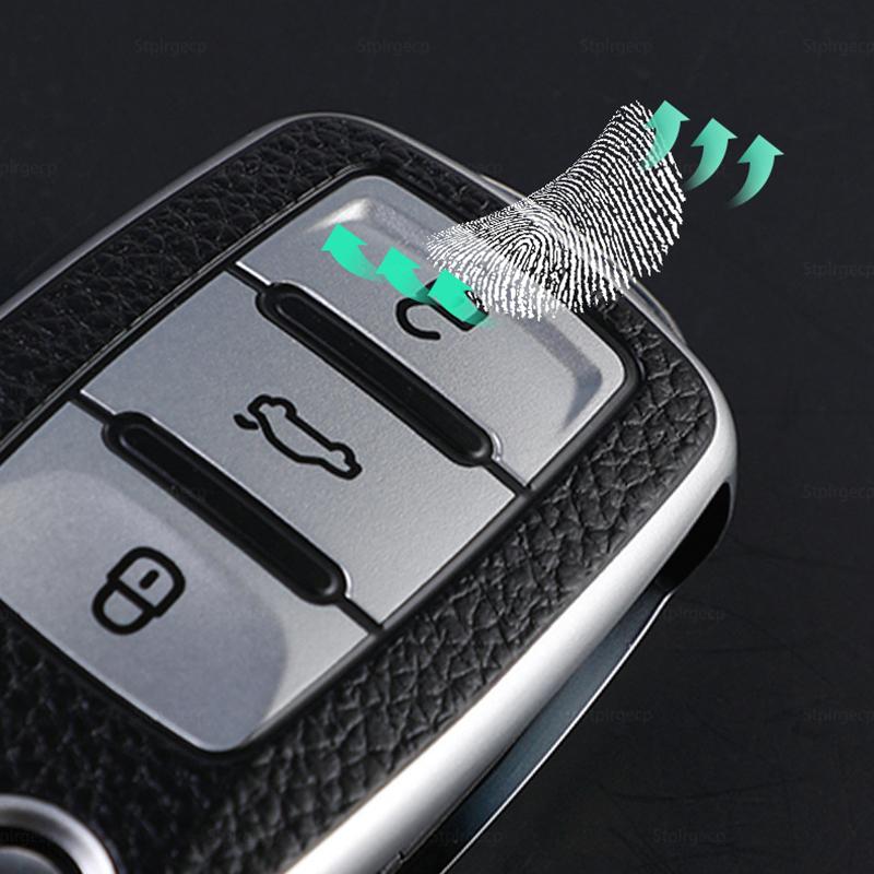 Leather+TPU Car Remote Key Cover Case Fob For Volkswagen VW Bora Polo Tiguan Jetta Passat B5 B6 B7 Golf Beetle For Skoda Octavia