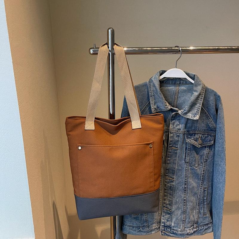 Women's Bag 2025 New Korean Version Single Shoulder Ins Canvas Bag Fashionable Simple Large Capacity Women's Portable Tote Bag